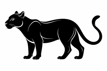 jaguarundi silhouette line art vector illustration