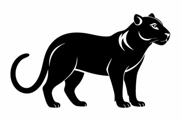 jaguarundi silhouette line art vector illustration