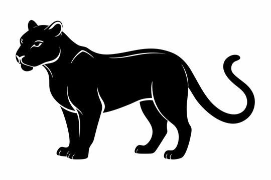 jaguarundi silhouette line art vector illustration