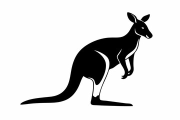 kangaroo silhouette line art vector illustration