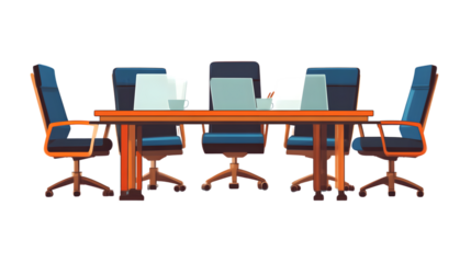 Modern Office Meeting Setup with Comfortable Chairs and a Long Table Ideal for Business Discus