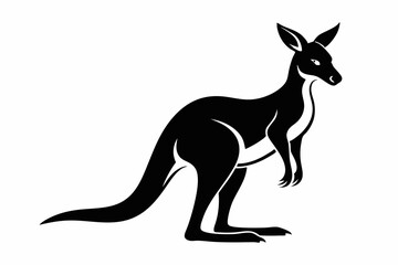 kangaroo silhouette line art vector illustration