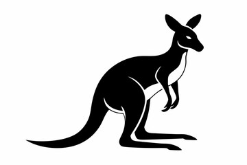 kangaroo silhouette line art vector illustration