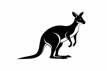 kangaroo silhouette line art vector illustration