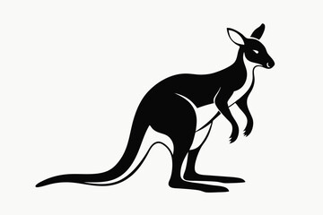kangaroo silhouette line art vector illustration