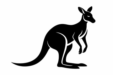 kangaroo silhouette line art vector illustration