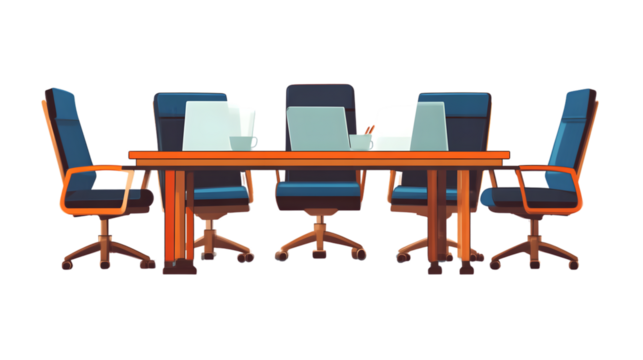 Modern Office Meeting Setup with Comfortable Chairs and a Long Table Ideal for Business Discus