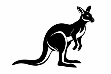 kangaroo silhouette line art vector illustration