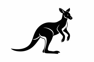 kangaroo silhouette line art vector illustration