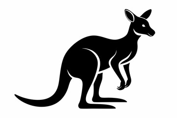 kangaroo silhouette line art vector illustration