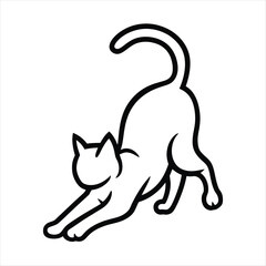 Stretching Cat Outline Feline Arch Playful Graceful Vector