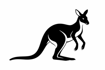 kangaroo silhouette line art vector illustration