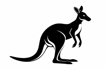 kangaroo silhouette line art vector illustration