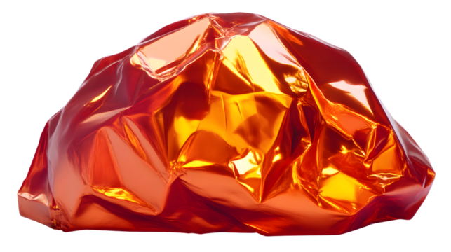 Metallic Orange Abstract Texture Shiny Crumpled Foil Reflective Surface Background - Powered by Adobe