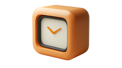 Minimalist Orange Clock Icon with Modern Design for Digital Interfaces and Applications
