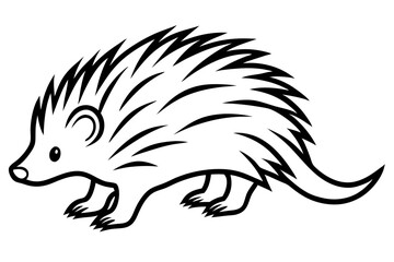 porcupine silhouette line art vector illustration