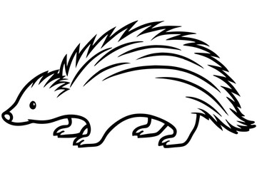 porcupine silhouette line art vector illustration