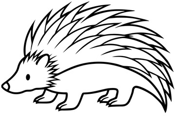 porcupine silhouette line art vector illustration