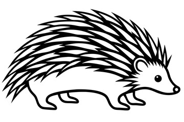 porcupine silhouette line art vector illustration