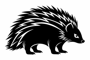 porcupine silhouette line art vector illustration