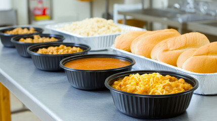 Delicious spread of comfort food featuring pasta and hearty sauces in a cozy kitchen setup