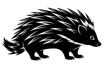 porcupine silhouette line art vector illustration