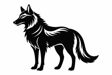 wolf silhouette line art vector illustration © kanchanrani