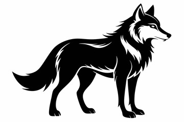 wolf silhouette line art vector illustration