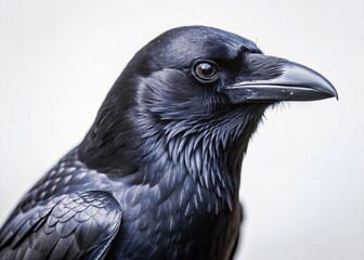 Minimalist Black Crow Silhouette, Dark Bird, Raven,  Wildlife Photography, Nature Image