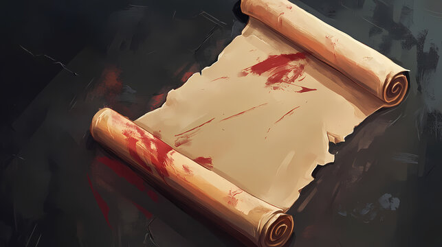 Roll and stamp. Tainted Scroll. Illustration