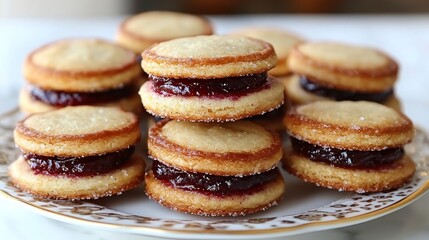 Stacked cookies with jam filling