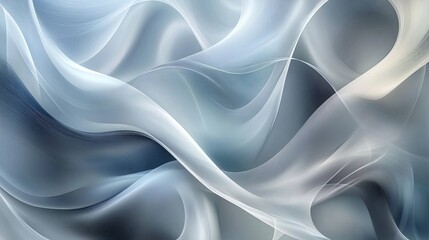 Obraz premium Abstract flowing light blue and white waves with soft gradients and subtle line details