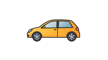 Obraz premium Yellow Car Icon Automobile Illustration Simple Vehicle Graphic