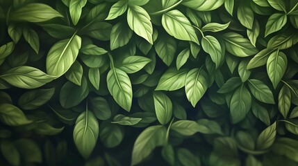Fototapeta premium A dense cluster of green leaves creating a vibrant and natural looking foliage background illustration