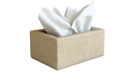 Studio Shot of Beige Tissue Box with White Tissues