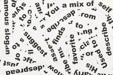 Word salad jumble of words and phrases