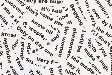 Word salad jumble of words and phrases