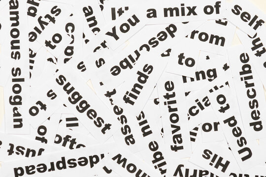 Word salad jumble of words and phrases