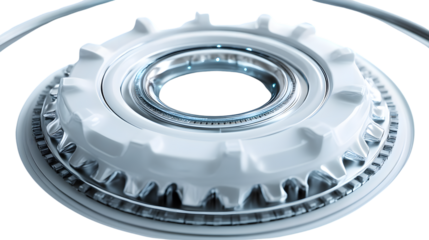 White Gear Mechanism Abstract Technology Background Futuristic Design Circular Cogwheel