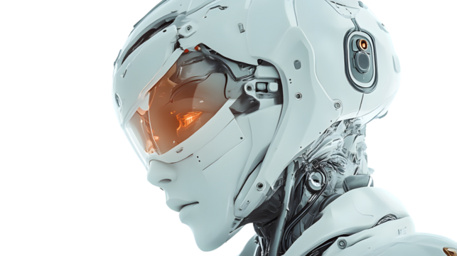 White Robot Head Futuristic Cyborg Artificial Intelligence Technology Concept