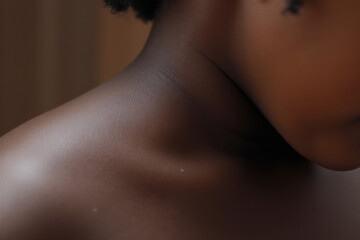 close up of child neck showing smooth skin and natural beauty, highlighting acanthosis