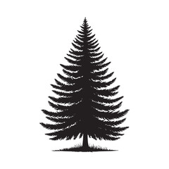 Spruce Tree Vector Silhouette, Elegant Evergreen Tree Outline, Nature-Inspired Clipart for Wall Art, Logos, Stickers, Apparel, Digital Prints, Crafts, Posters, and Home Decor.