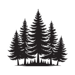 Obraz premium Spruce Tree Vector Silhouette, Elegant Evergreen Tree Outline, Nature-Inspired Clipart for Wall Art, Logos, Stickers, Apparel, Digital Prints, Crafts, Posters, and Home Decor.