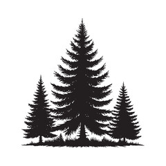 Spruce Tree Vector Silhouette, Elegant Evergreen Tree Outline, Nature-Inspired Clipart for Wall Art, Logos, Stickers, Apparel, Digital Prints, Crafts, Posters, and Home Decor.