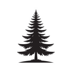 Spruce Tree Vector Silhouette, Elegant Evergreen Tree Outline, Nature-Inspired Clipart for Wall Art, Logos, Stickers, Apparel, Digital Prints, Crafts, Posters, and Home Decor.