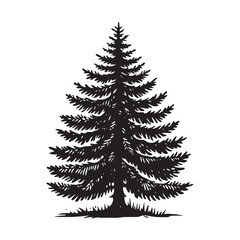 Spruce Tree Vector Silhouette, Elegant Evergreen Tree Outline, Nature-Inspired Clipart for Wall Art, Logos, Stickers, Apparel, Digital Prints, Crafts, Posters, and Home Decor.