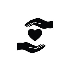 Obraz premium Protective Hands Holding Heart Symbol Of Love And Care Monochrome Illustration