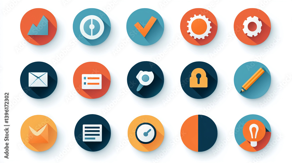 Poster flat design icon set vector illustration for web and mobile app user interface design elements set 1