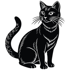 Black and white cat vector illustration silhouette art