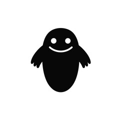Obraz premium Cheerful Halloween Ghost Silhouette Vector Illustration Isolated On White Background